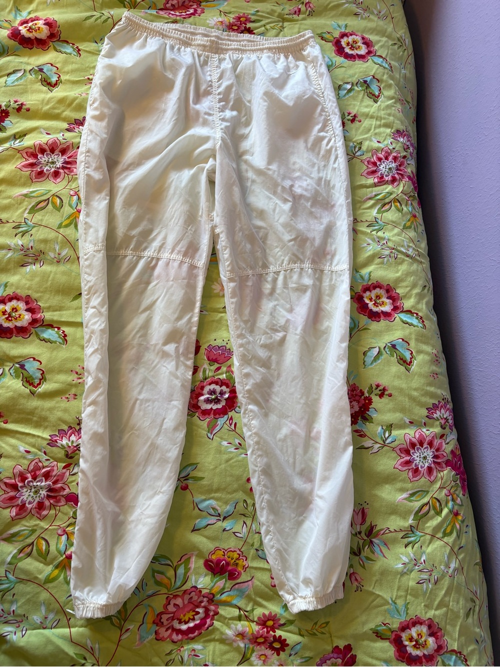 Nike vtg 90s ankle zip pocketed White Track pants L 30” Inseam Some Oxidation